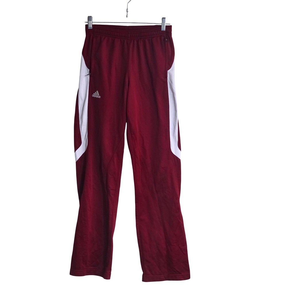 Adidas Mens Climalite Track Pants Burgundy White P37515 Size Small Zip Pockets